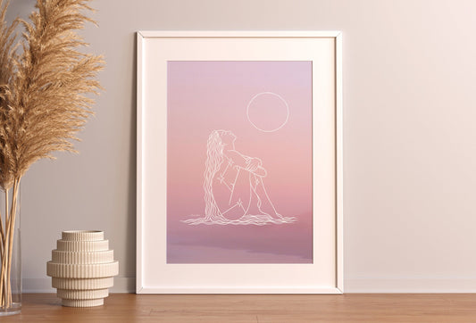 New Moon Goddess Print | Spiritual Wall Art | Cosmic Art