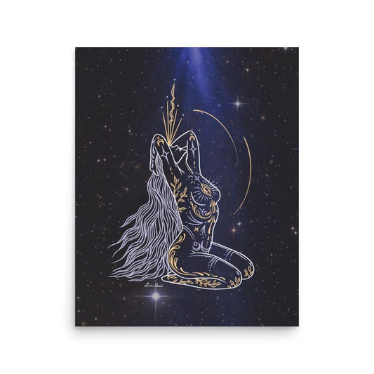 Night Bloom Goddess Print | Spiritual Decor | Divine Feminine Art