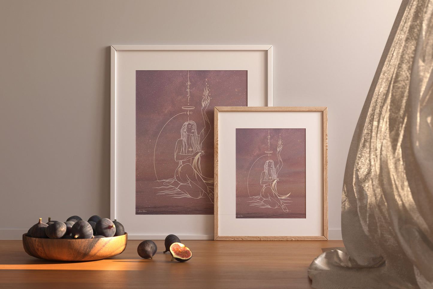 Goddess of Fire Art Print: Empowering Cosmic Boho Decor