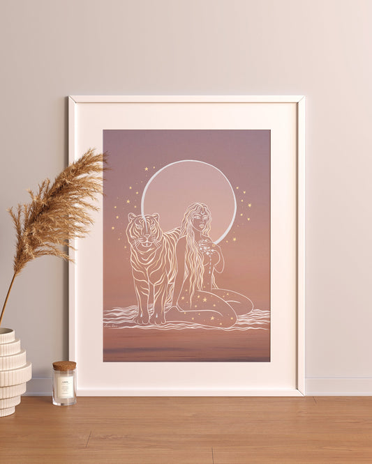 Tiger Goddess | Spiritual Art | Boho Wall Art