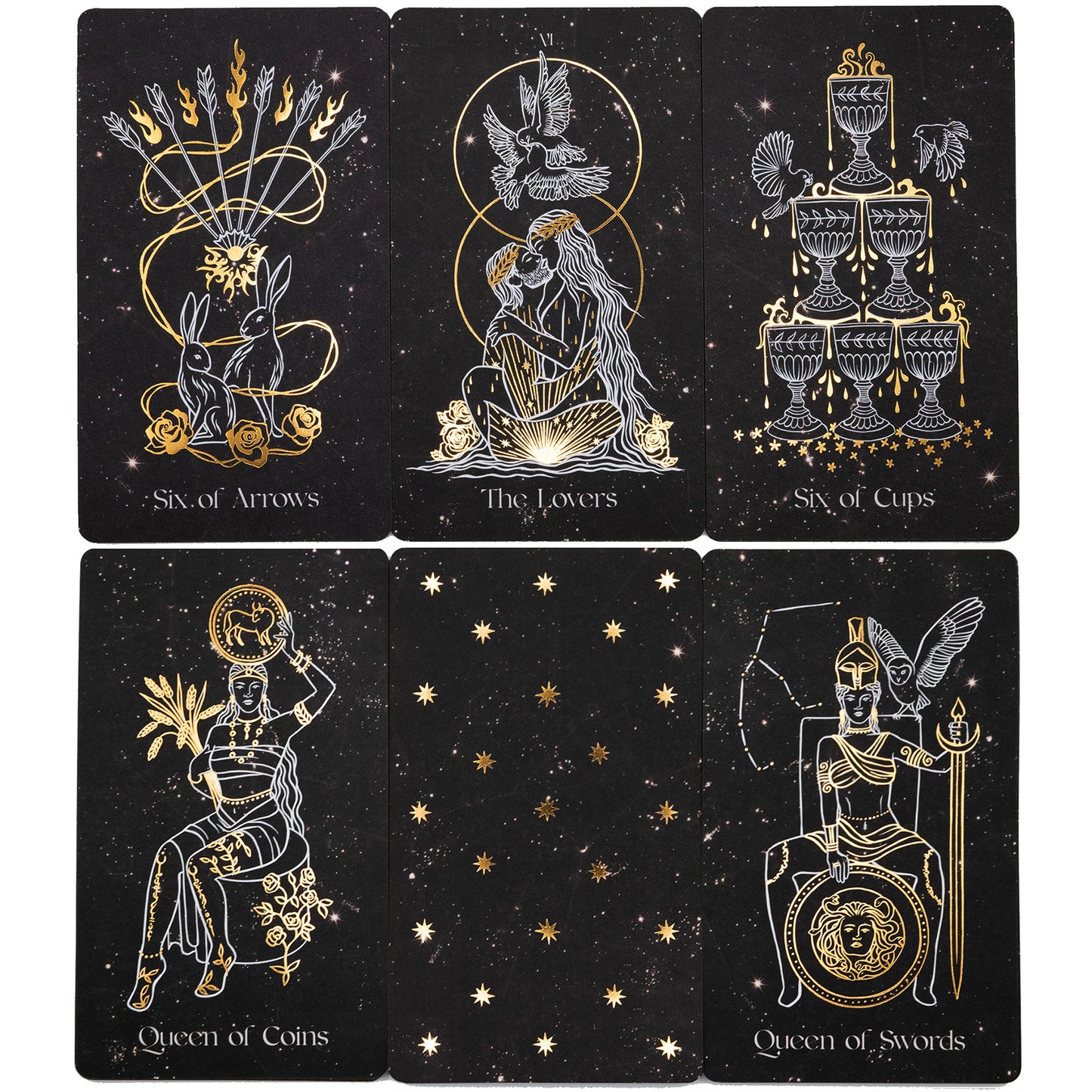 The Elysian Tarot Deck - 78 Gold Foil Cards with Guidebook - Hand Drawn Illustrations (No AI)