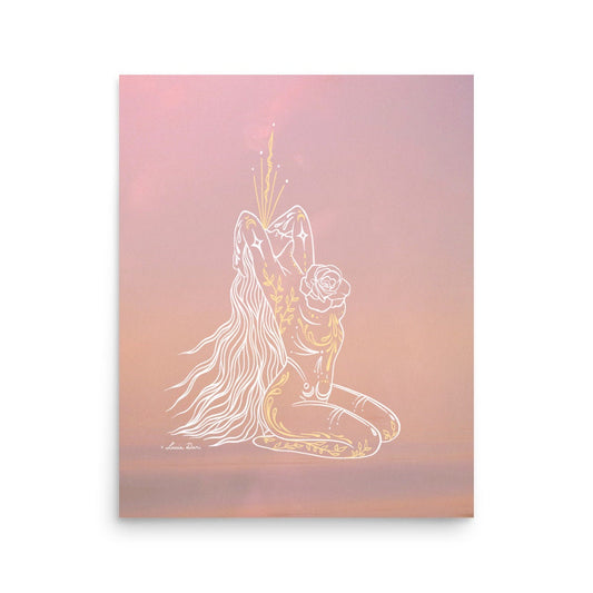 Rose Heart Goddess Print | Spiritual Decor | Divine Feminine Art