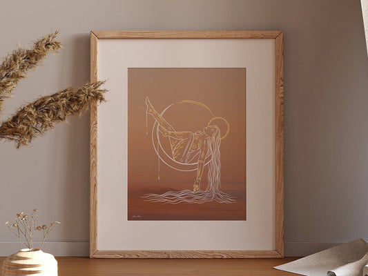 Restful Goddess Print | Boho Wall Art | Self Love Art