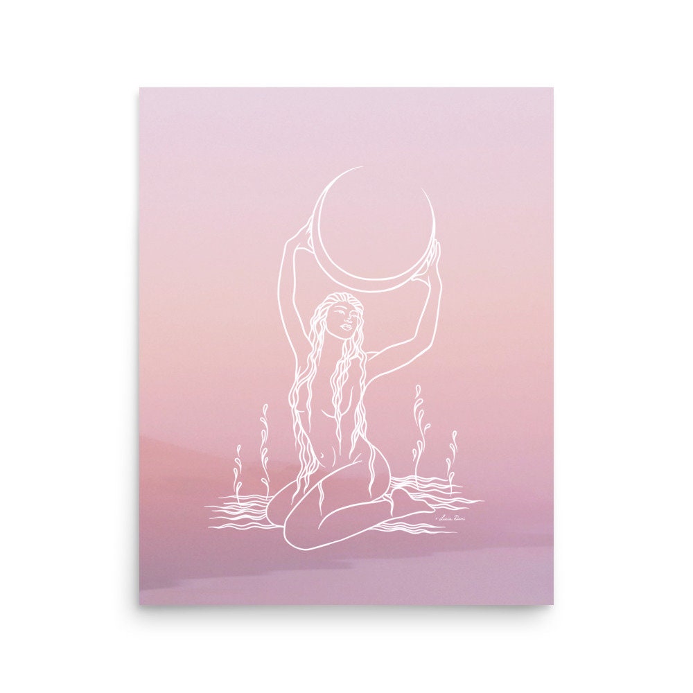 Crescent Moon Goddess Print | Spiritual Art | Divine Feminine