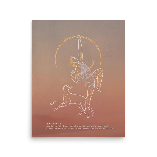 Artemis Greek Goddess Print: Wild Huntress Matte Wall Art