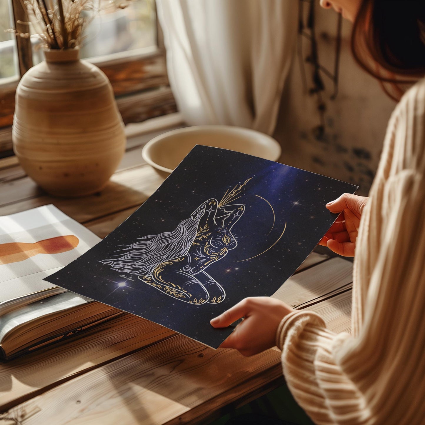 Night Bloom Goddess Print | Spiritual Decor | Divine Feminine Art
