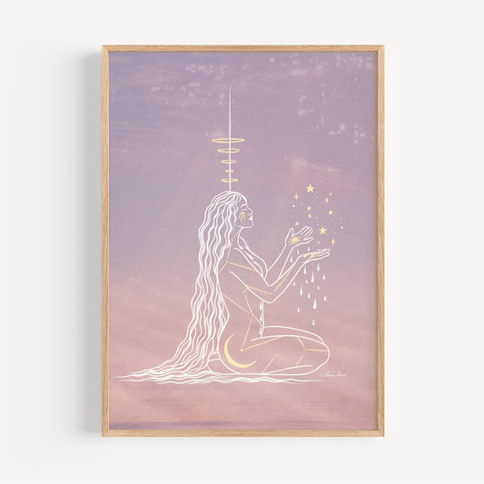Cosmic Goddess Print | Spiritual Art | Boho Wall Art