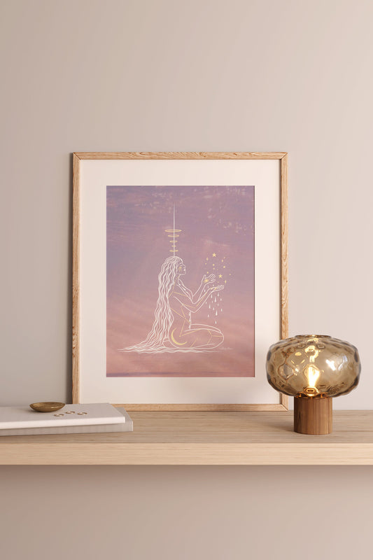 Cosmic Goddess Print | Spiritual Art | Boho Wall Art