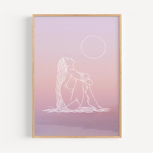 New Moon Goddess Print | Spiritual Wall Art | Cosmic Art