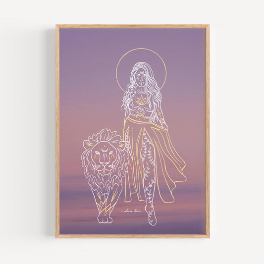 Lion Goddess Print | Spiritual Art | Boho Wall Art