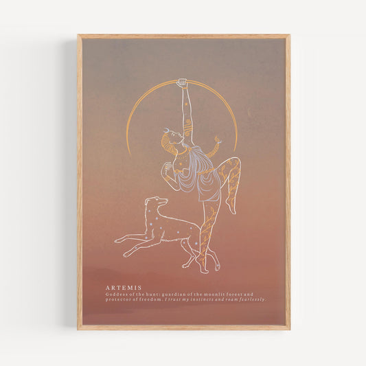 Artemis Greek Goddess Print: Wild Huntress Matte Wall Art