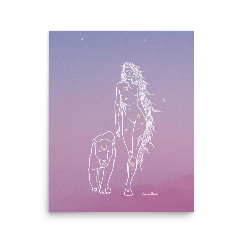 Cosmic Lioness Print | Goddess Art | Spiritual Decore