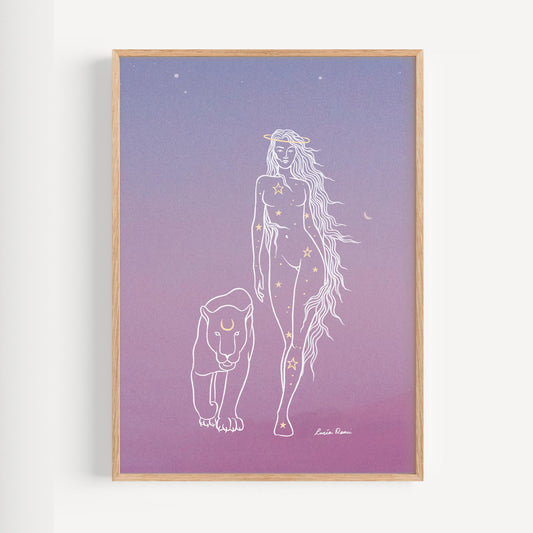 Cosmic Lioness Print | Goddess Art | Spiritual Decore