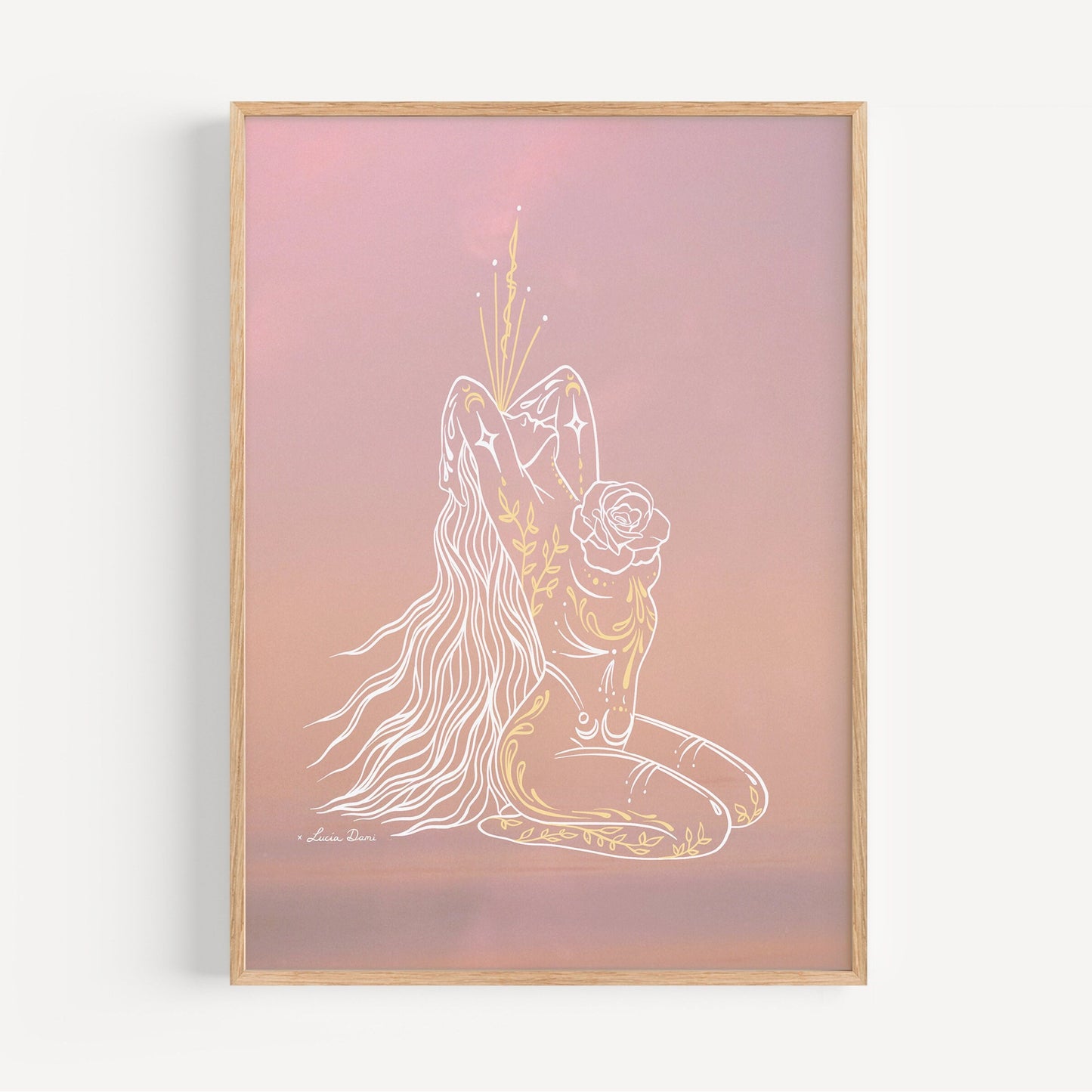 Rose Heart Goddess Print | Spiritual Decor | Divine Feminine Art