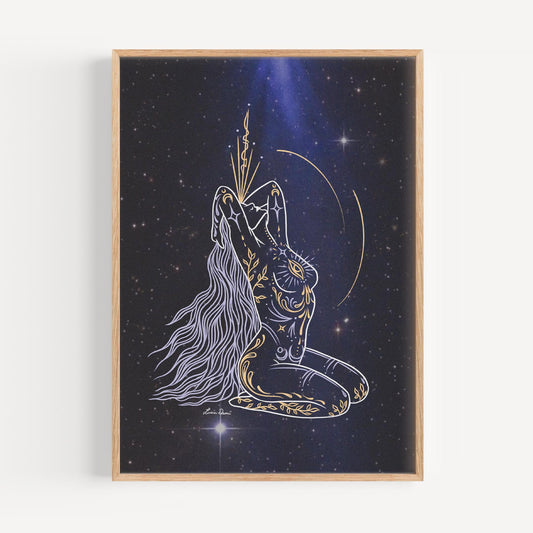 Night Bloom Goddess Print | Spiritual Decor | Divine Feminine Art