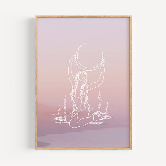 Crescent Moon Goddess Print | Spiritual Art | Divine Feminine