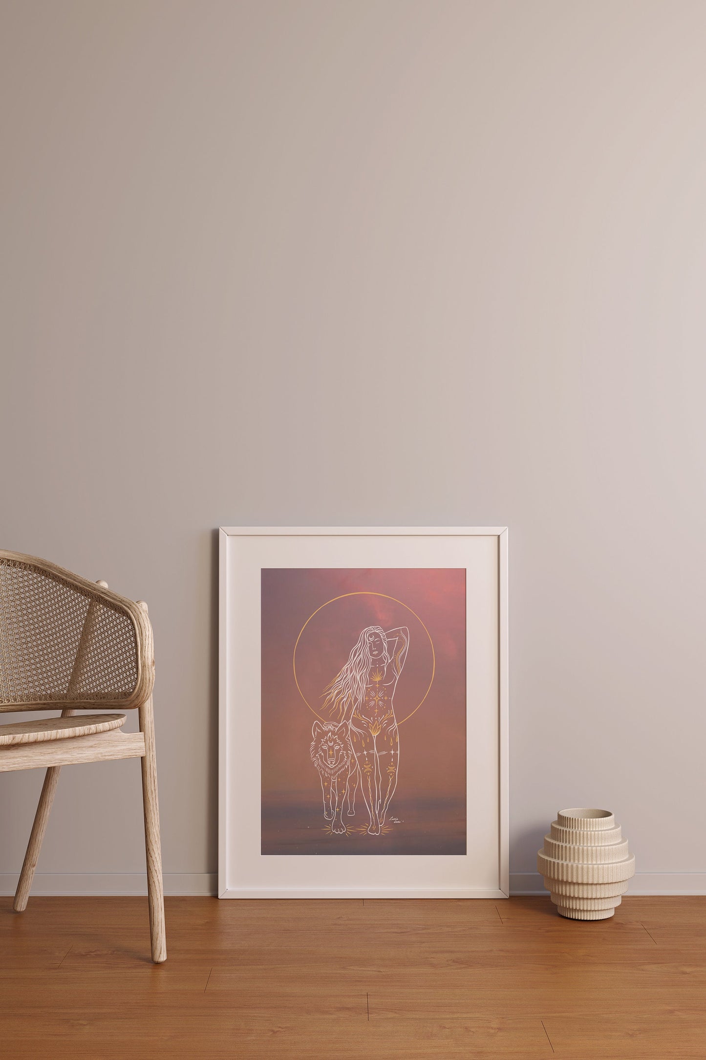 Wolf Woman Print | Spirit Animal Art | Boho Wall Art | Divine Feminine Nature