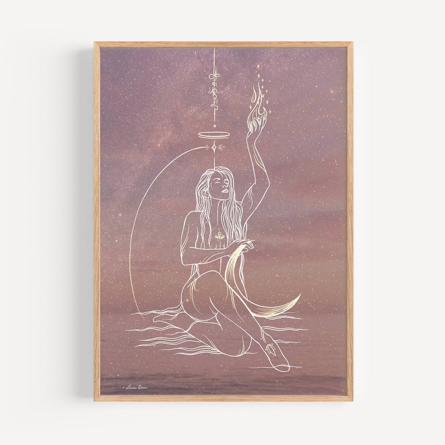 Goddess of Fire Art Print: Empowering Cosmic Boho Decor