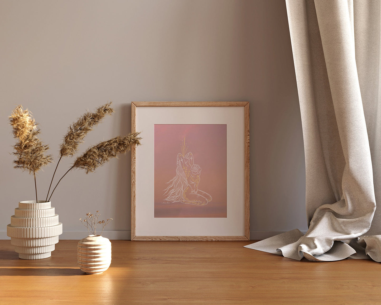 Rose Heart Goddess Print | Spiritual Decor | Divine Feminine Art