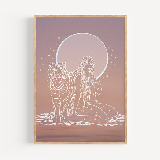 Tiger Goddess | Spiritual Art | Boho Wall Art