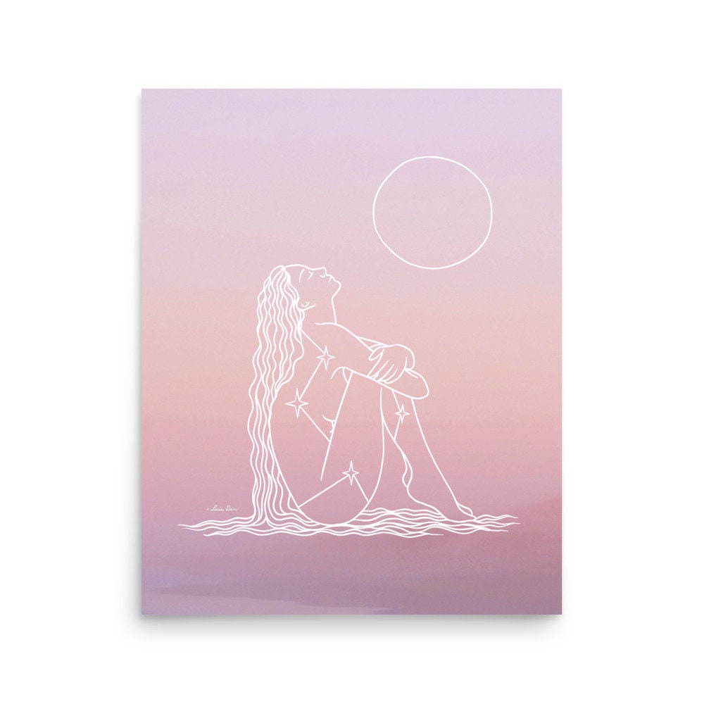 New Moon Goddess Print | Spiritual Wall Art | Cosmic Art
